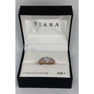 Tiara.925 SRG388AQR Sterling Silver Cubic Zirconia Gold-Plated Ring MSRP$135 JW2
